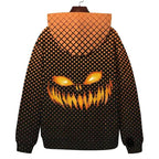 Halloween Evil Pumpkin Face Hooded Zipper Jacket