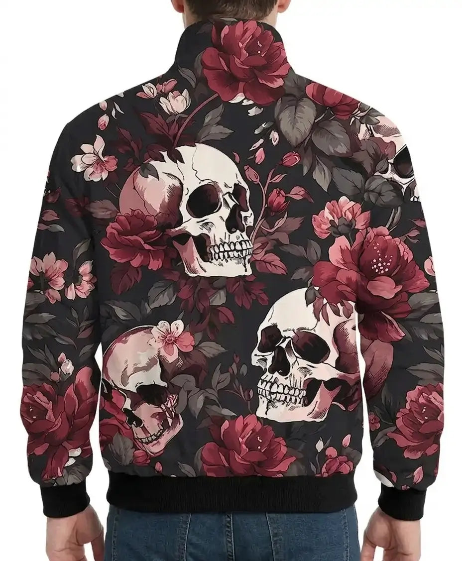 Halloween Floral Skull Windbreaker Jacket