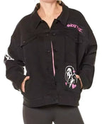 Halloween Ghost Face Black Denim Jacket