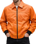 Halloween Ghost Flame Leather Bomber Jacket