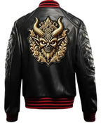 Halloween Gothic Devil Bomber Leather Jacket