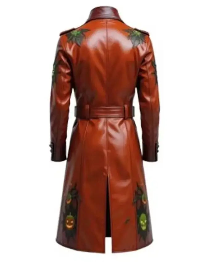 Halloween Gothic Pumpkin Leather Long Coat