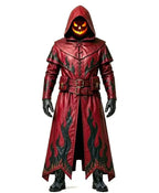 Halloween Gothic Red Leather Duster Coat