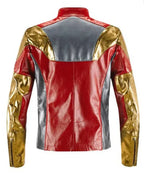 Halloween Iron Man Red Golden Leather Jacket