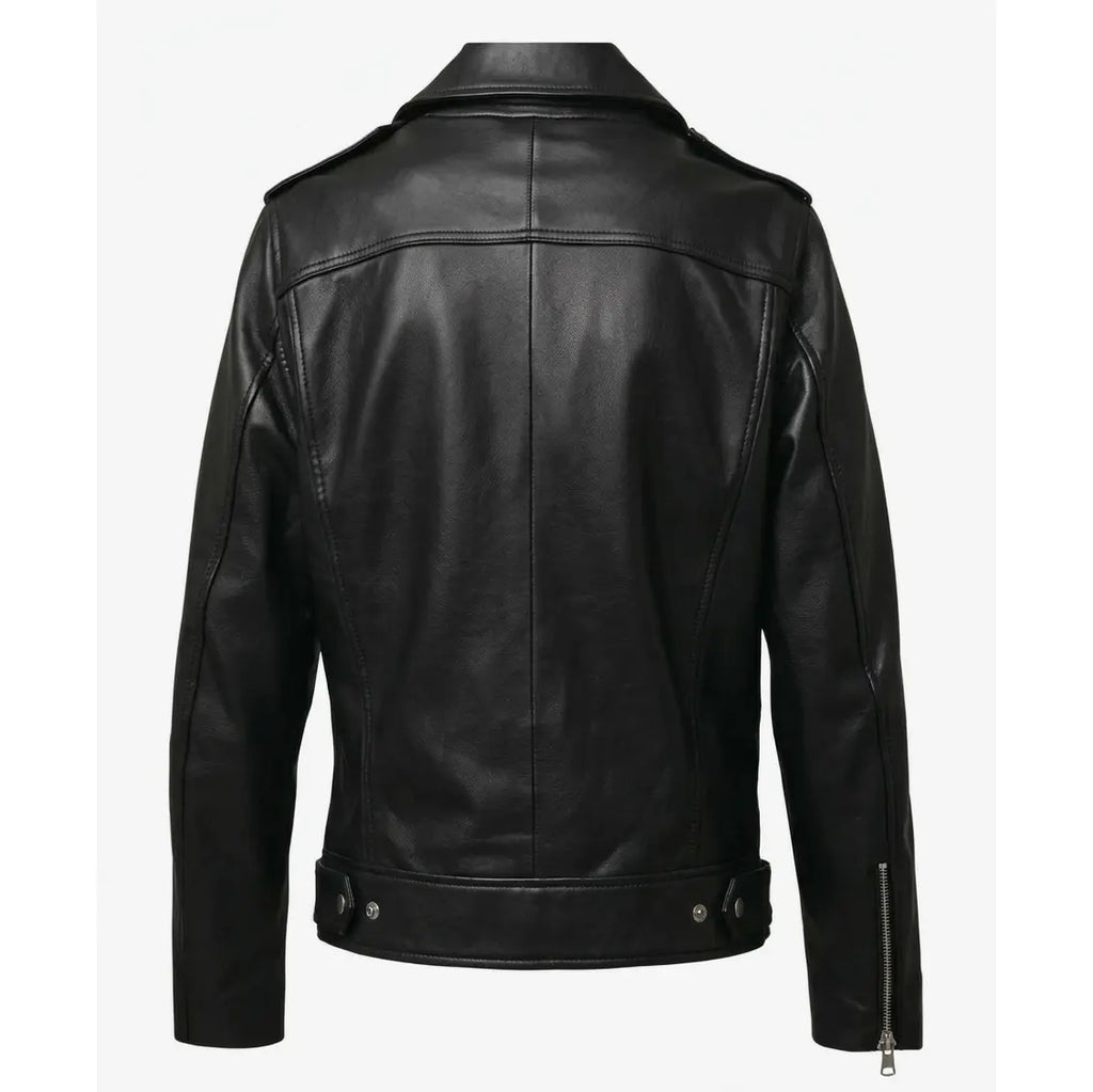 Halloween Patches Black Leather Biker Jacket