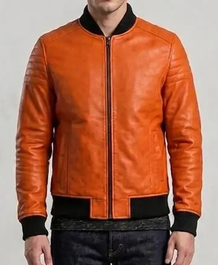 Halloween Pumpkin Orange Leather Jacket