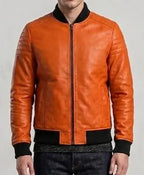 Halloween Pumpkin Orange Leather Jacket