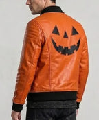 Halloween Pumpkin Orange Leather Orange Jacket