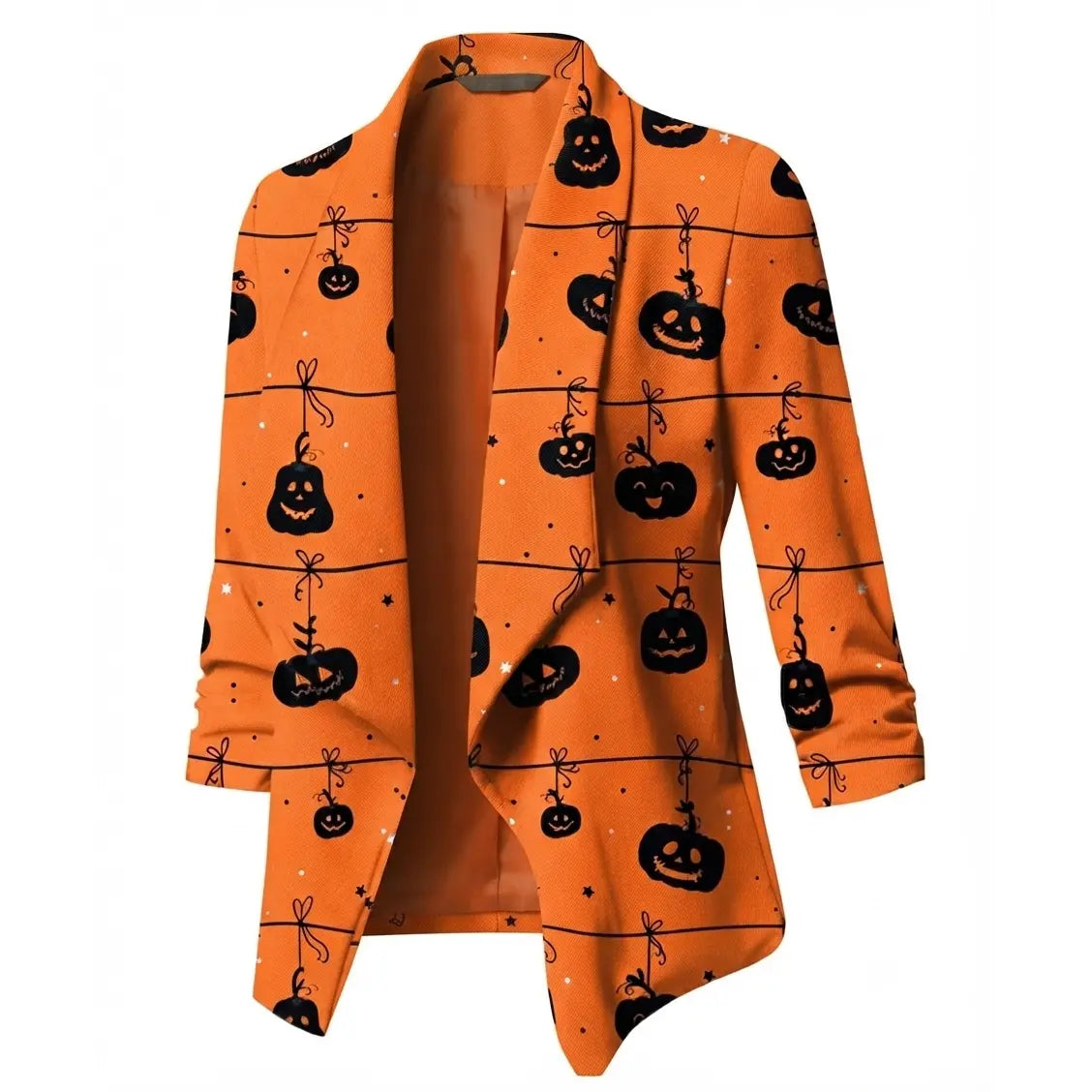 Halloween Pumpkin Print Party Blazer
