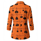 Halloween Pumpkin Print Party Orange Blazer