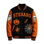 Halloween Pumpkin Varsity Black Jacket