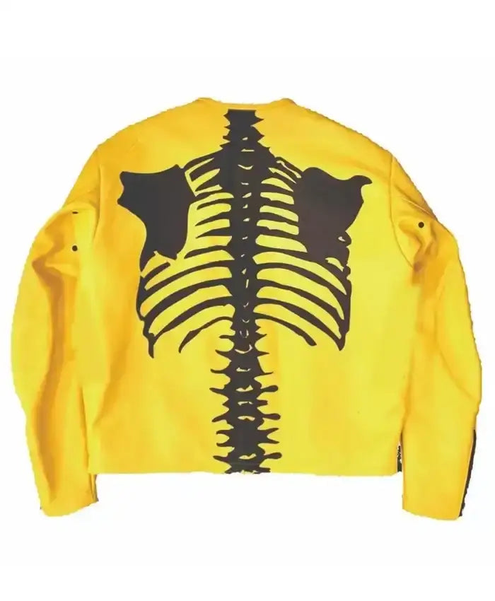 Halloween Skeleton Yellow Leather Jacket