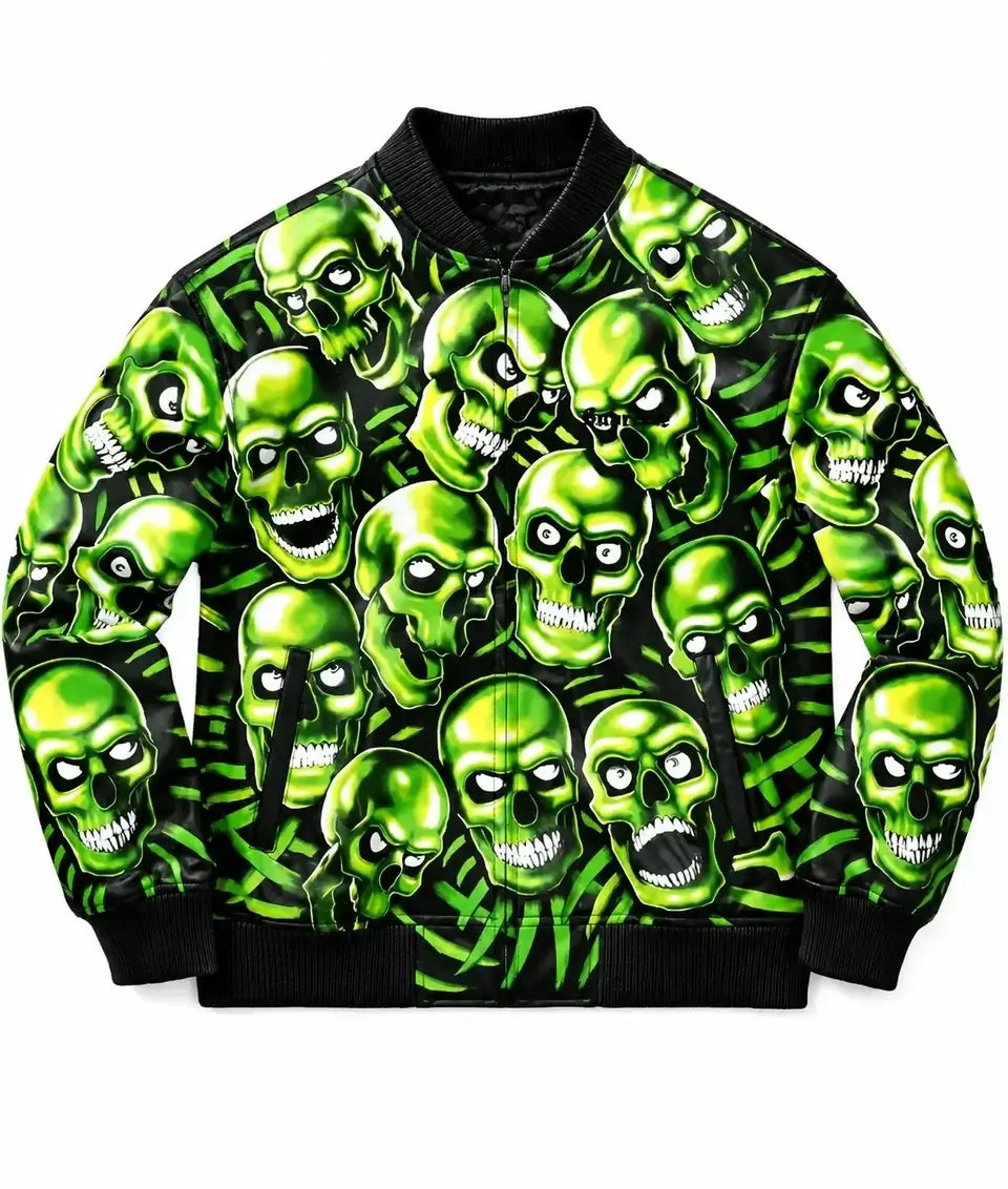 Halloween Skull Pile Bomber Jacket