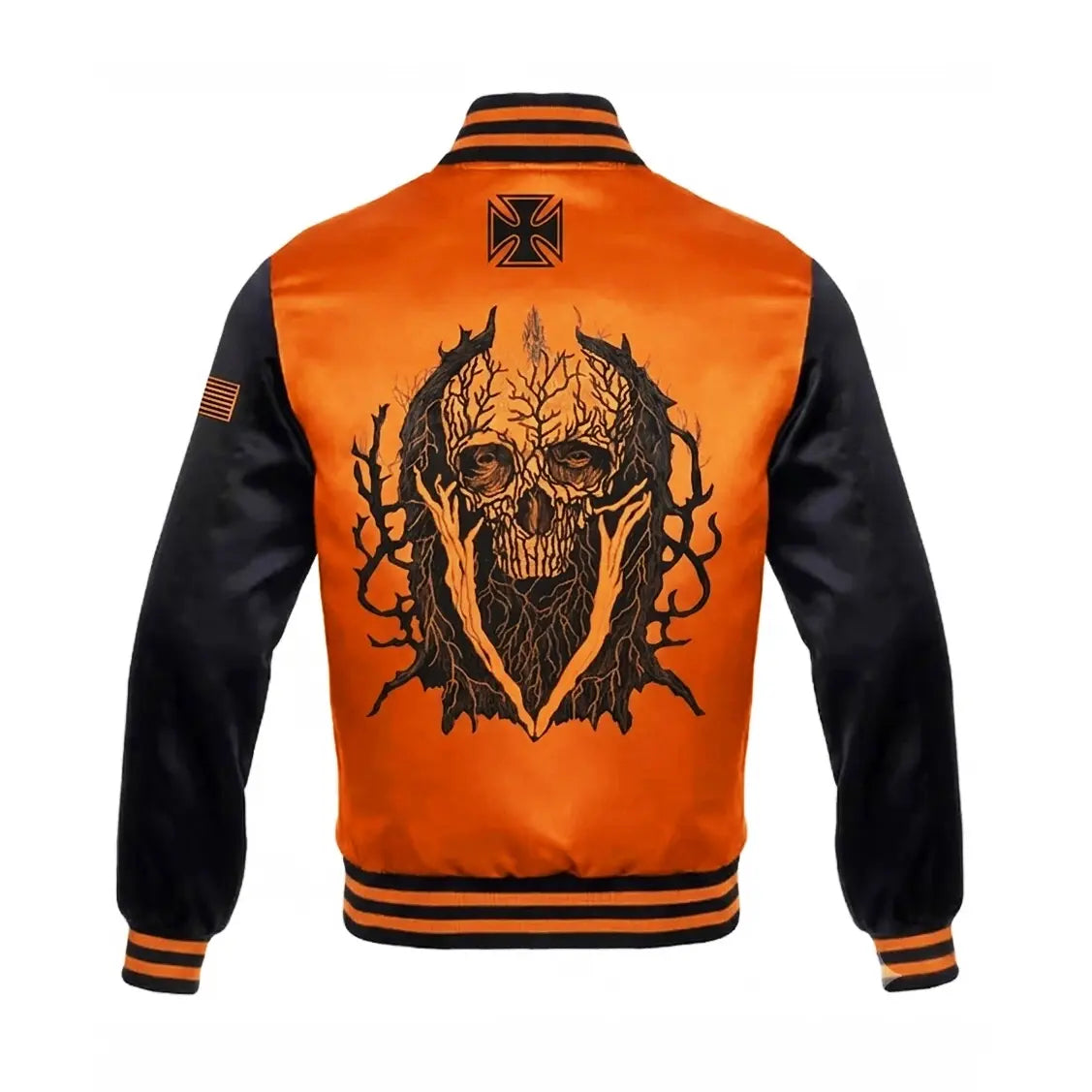 Halloween Skull Reaper  Orange Varsity Jacket