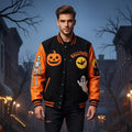 Halloween Spooky Pumpkin Graphic Varsity Jacket