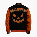 Halloween Varsity Pumpkin  Black Jacket