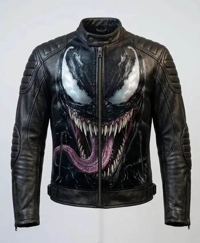Halloween Venom Black Biker Leather Jacket
