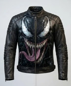 Halloween Venom Black Biker Leather Jacket