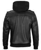 Hooded Black Leather Jacket