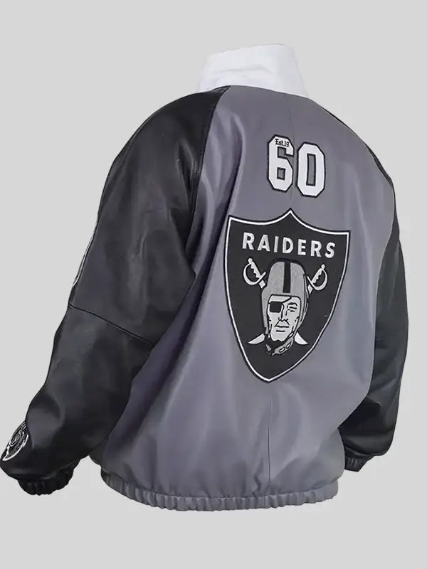 Jeff Hamilton Raiders Vegan Leather  Grey & Black Jacket 