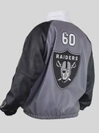 Jeff Hamilton Raiders Vegan Leather  Grey & Black Jacket 