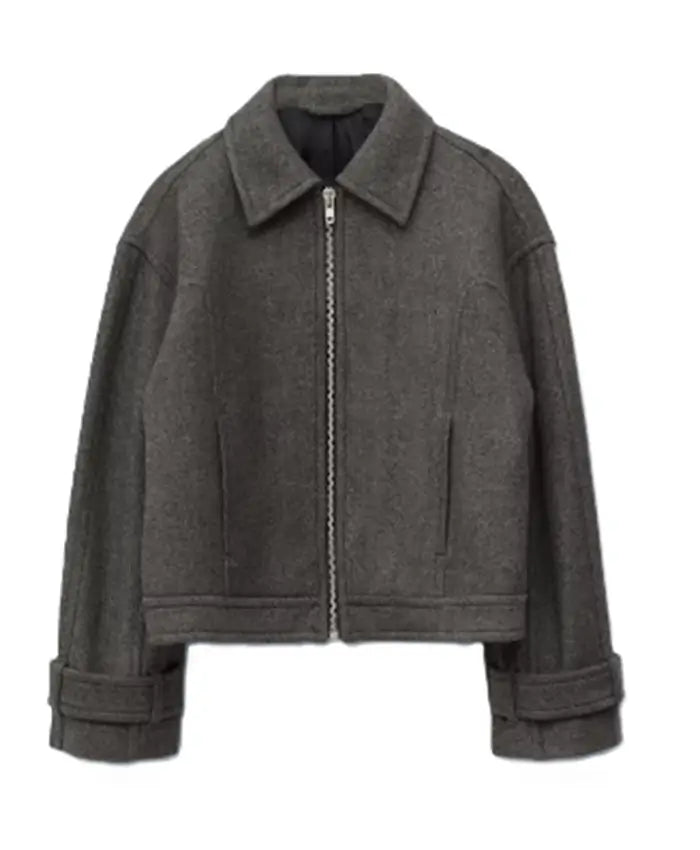 Jessica Alba Grey Wool Jacket