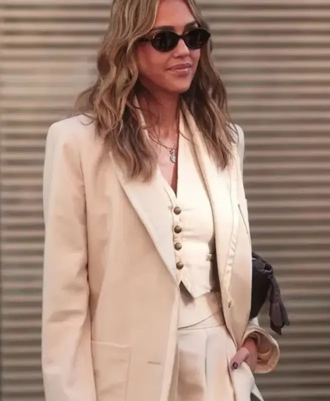 Jessica Alba PFW Blazer