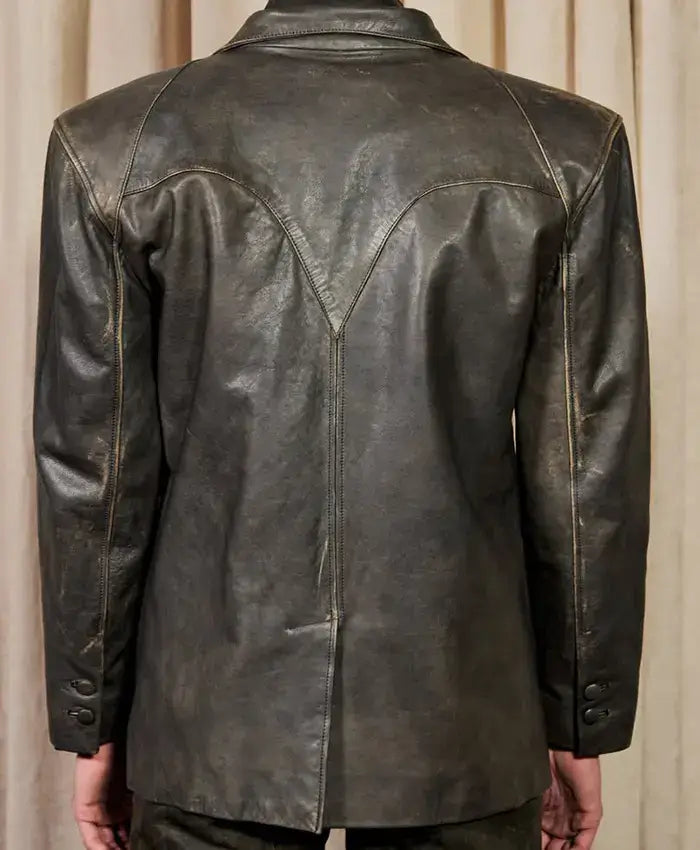 Kai Cenat VIVET 2026 Distressed Double Breasted Leather Blazer