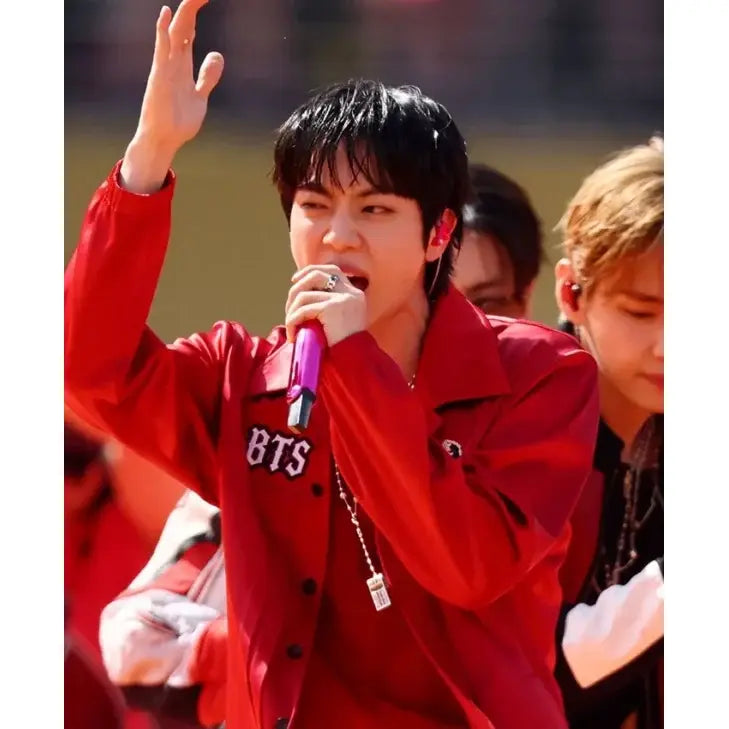 Kim Seok-jin WC Final Halftime Show Red Jacket For Men & Women