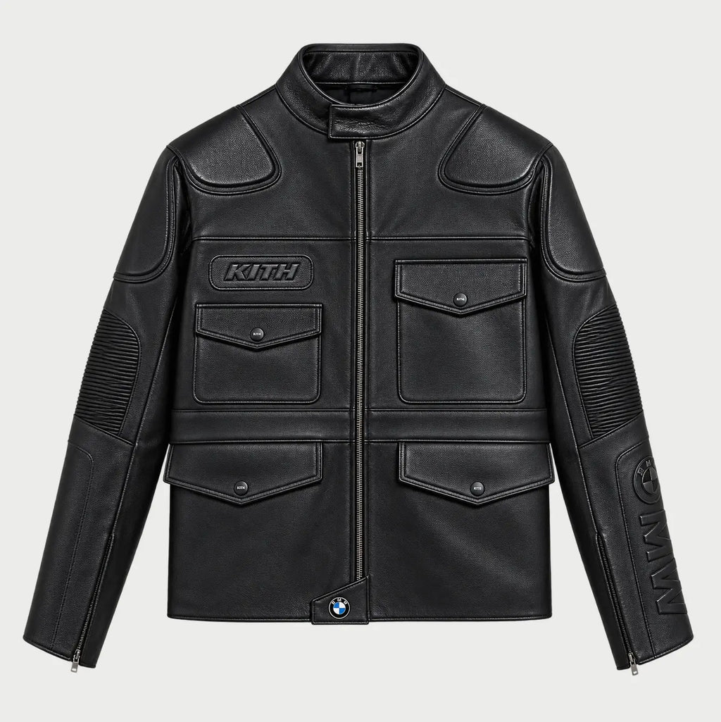 Kith BMW Black Leather Motorcycle Jacket