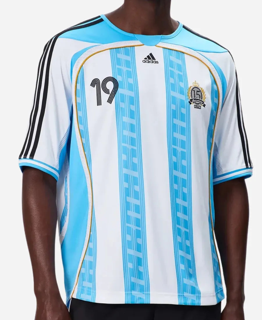 Kith and Messi x Adidas Football Blue Jersey
