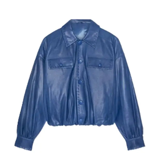 Lizzie Mathis Honest Renovations S04 Blue Leather Jacket