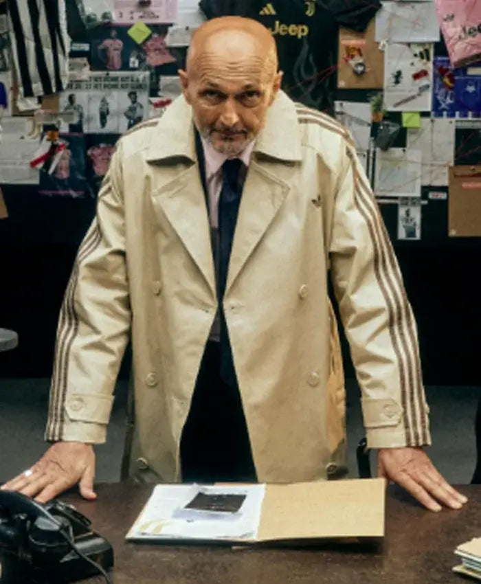 Luciano Spalletti Adidas Stripe Beige Trench Coat