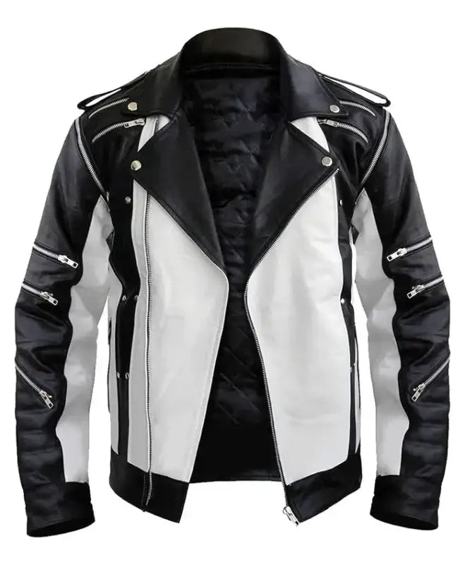 MJ Thriller Black and White Leather Jacket