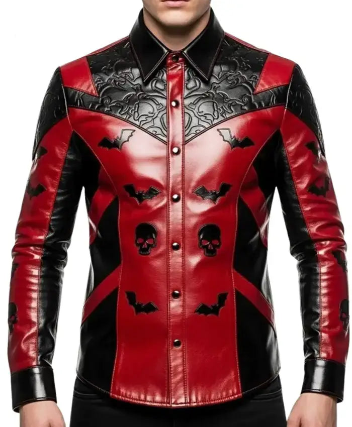 Men’s Skull Bat Leather Jacket