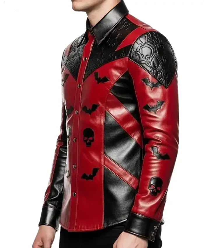 Men’s Skull Bat Leather Jacket For Halloween