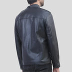 Men's Stylish Black Leather Cafe Racer Jacket