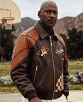 Michael Jordan Space Jam × Louis Vuitton Brown Leather Bomber Jacket