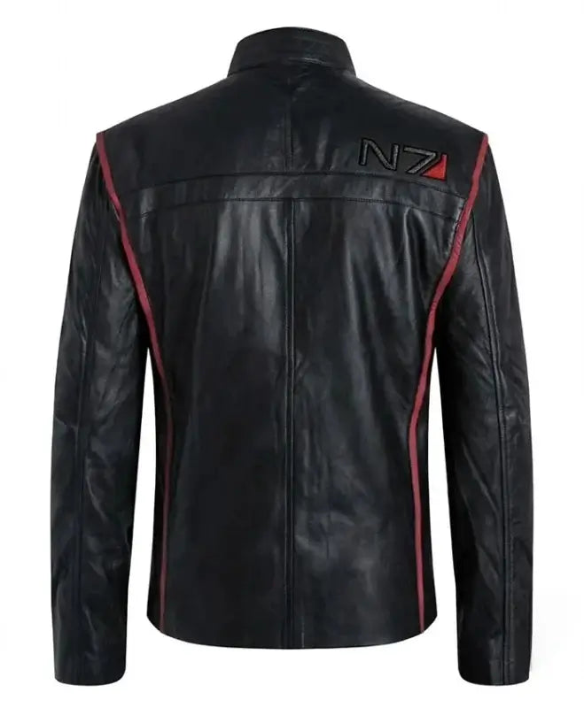 N7 Mass Effect 3 Black Leather Biker Jacket