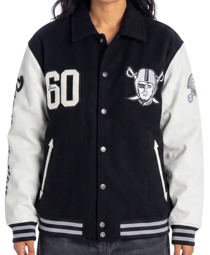 NFL Las Vegas Raiders Collared Black Varsity Jacket