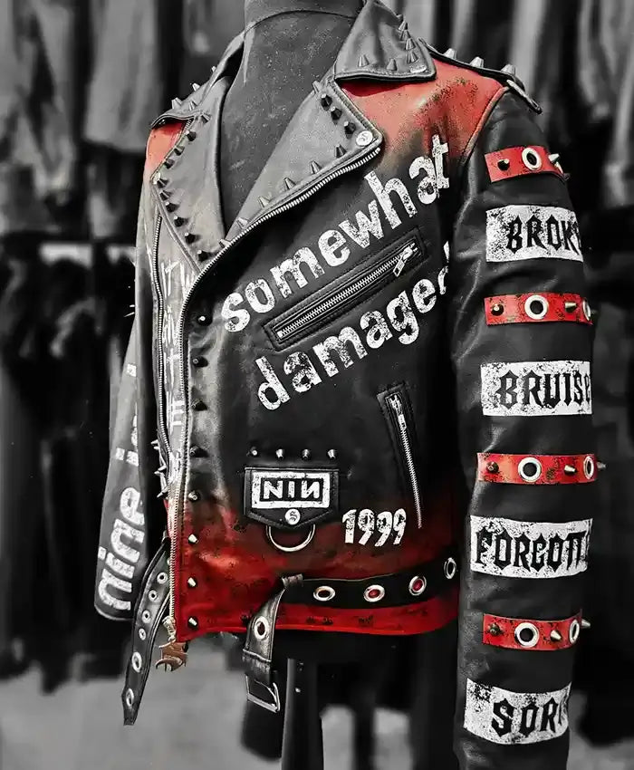 NIN Black Leather Biker Jacket