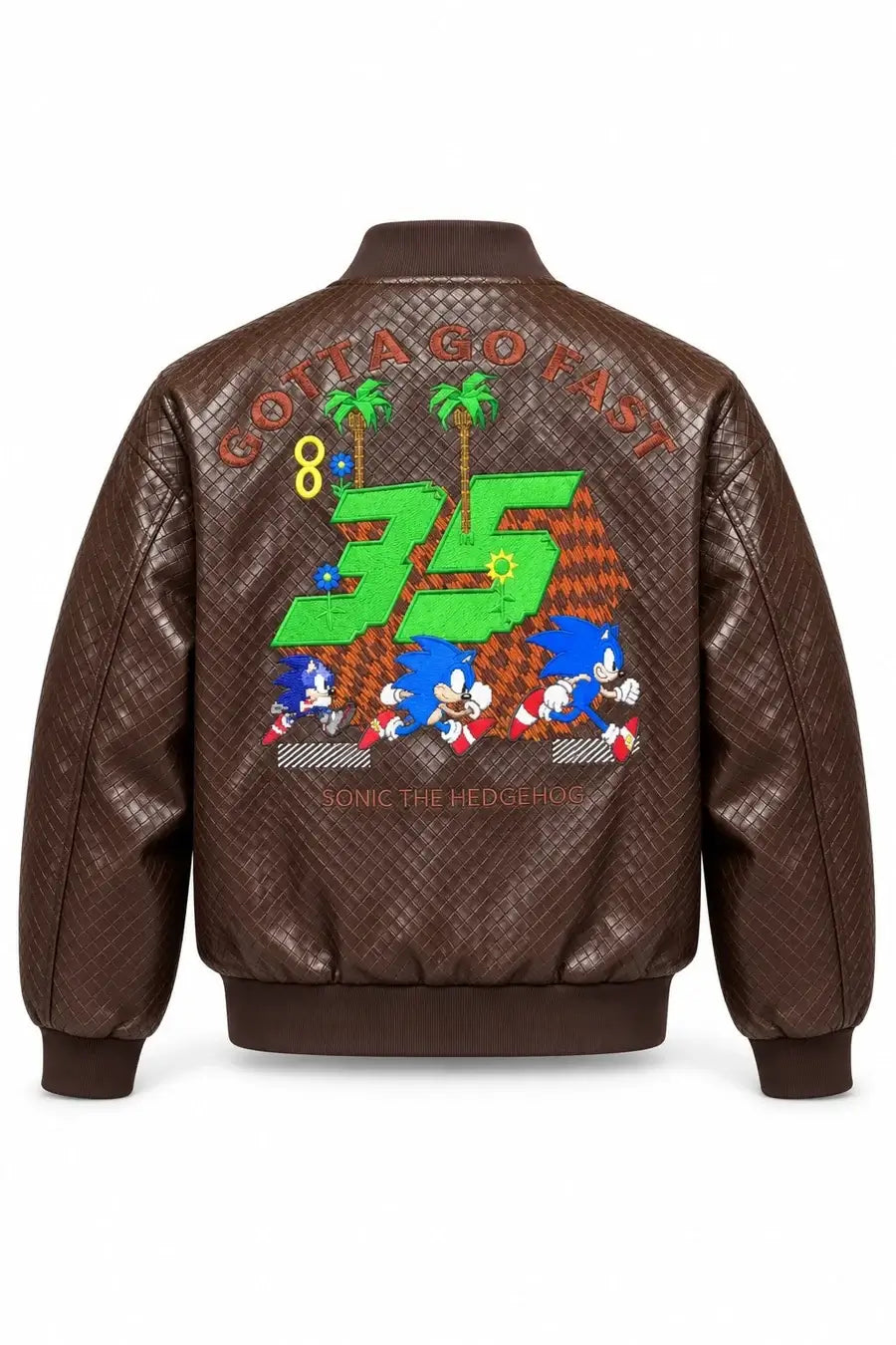 Neptun x Sonic Brown Leather Bomber Jacket