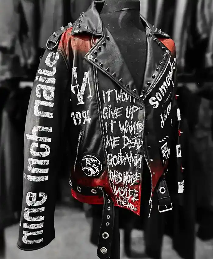 Nine Inch Nails Black Leather Biker Jacket