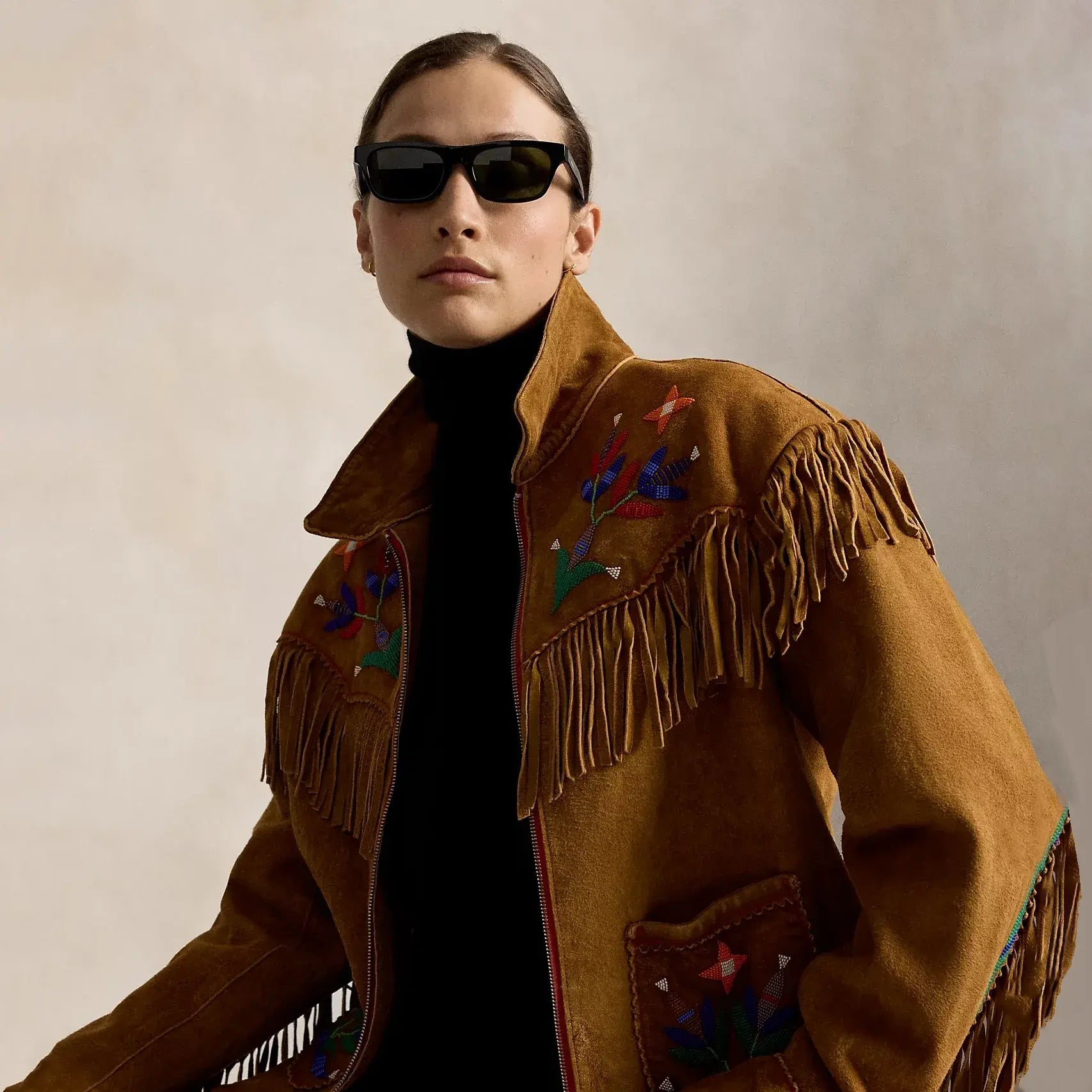 PRL x TOPA Standing Sage Fringe Leather Jacket