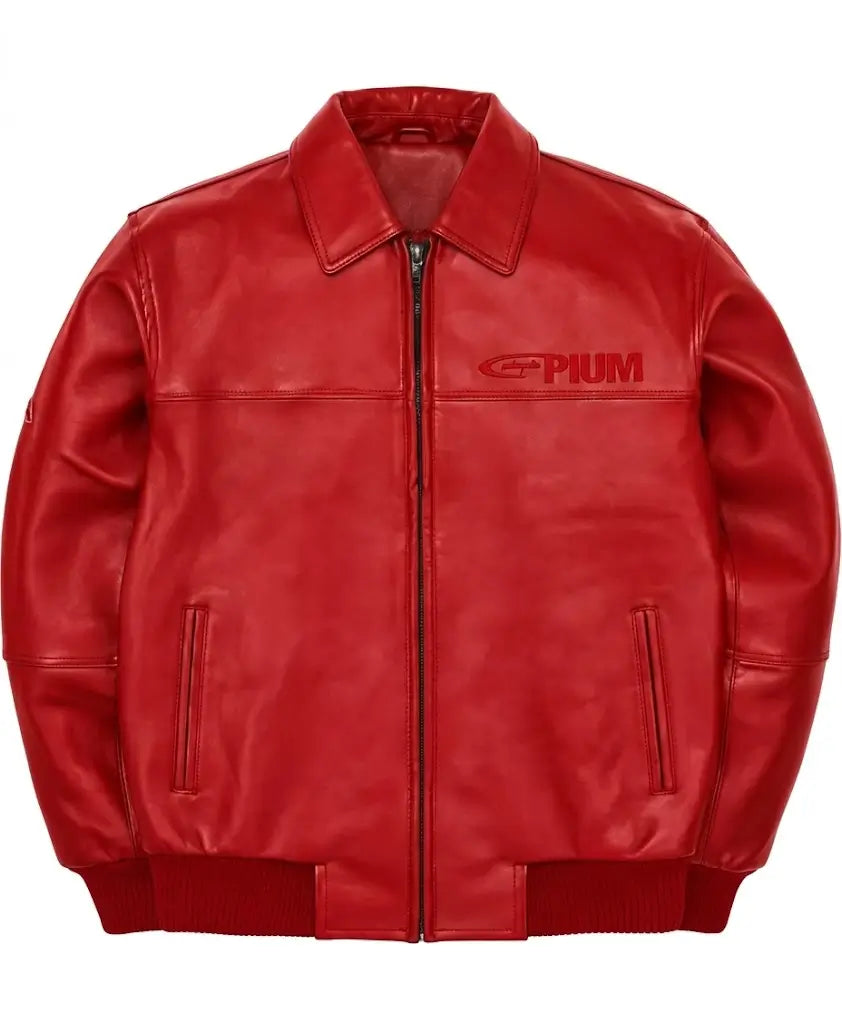 Pelle Pelle x Opium Red Leather Bomber Jacket
