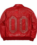 Pelle Pelle x Opium Red Leather Bomber Jacket For  Men & Women