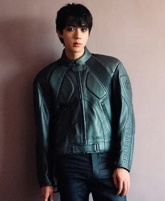 Primavera BTS  Jin Gucci Green Leather Jacket