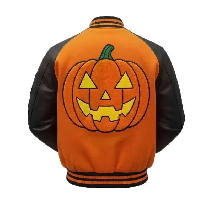 Pumpkin Crew Varsity Black | Orange Jacket