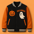 Pumpkin Ghost Spooky Halloween Varsity Jacket