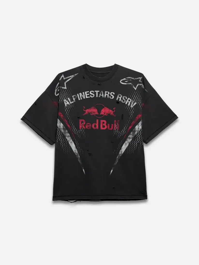 RSRV x Red Bull Distressed Black T-Shirt For Men & Women